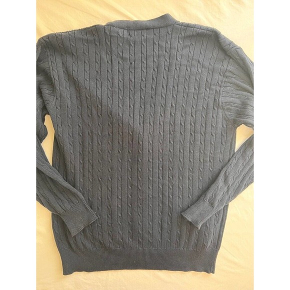 Woods & Gray Cardigan Sweater Men's L Blue V Neck Solid Long‎ Sleeve Cable Knit - Picture 9 of 9